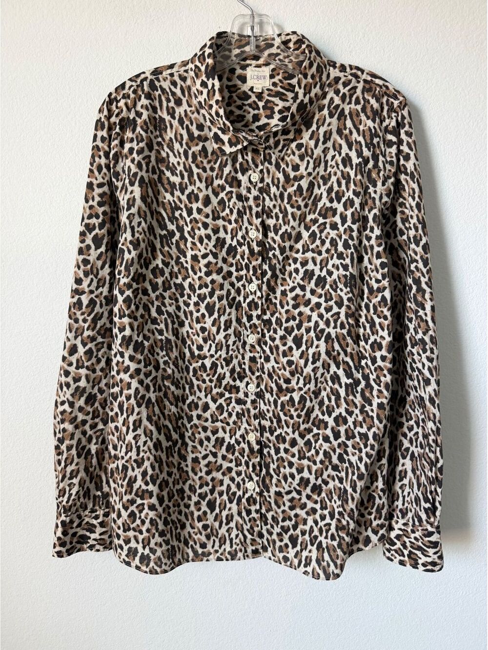 J. Crew 100% Cotton Long Sleeve Button Up Animal Print Shirt Women's Size XL